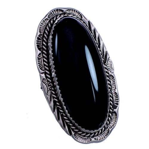Onyx Sterling Silver Navajo Indian Ring Size 9 BX120748