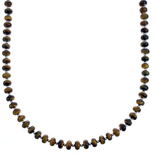 Tiger Eye Authentic Sterling Silver Southwestern Bead Necklace BX120756