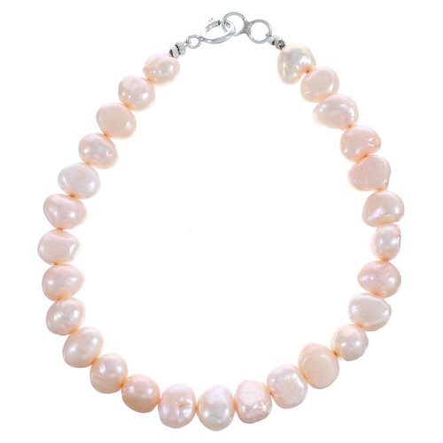 Pink Fresh Water Pearl Sterling Silver Bead Bracelet BX120786