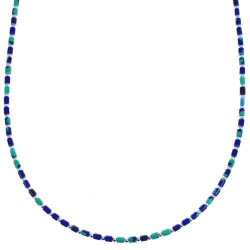 Hand Strung Azurite And Sterling Silver Bead Necklace BX120788
