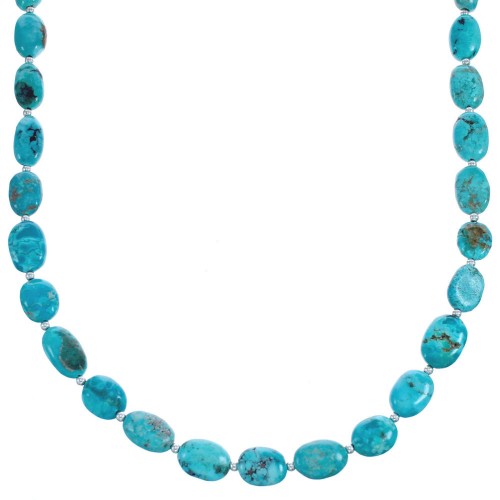 Bead Turquoise Authentic Sterling Silver Southwest Necklace BX119804