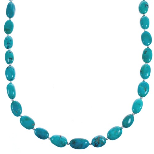 Genuine Sterling Silver Turquoise Bead Southwest Necklace BX119812