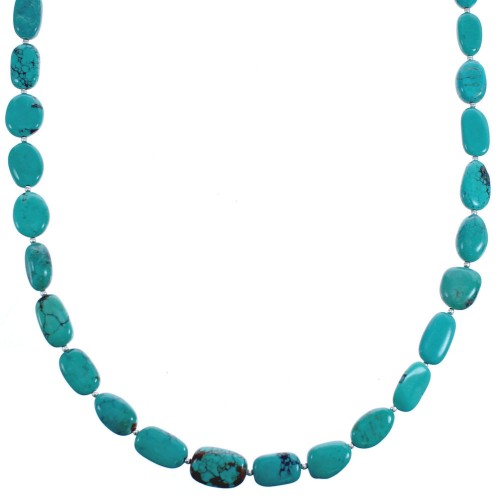 Turquoise Southwestern Genuine Sterling Silver Bead Necklace BX119705