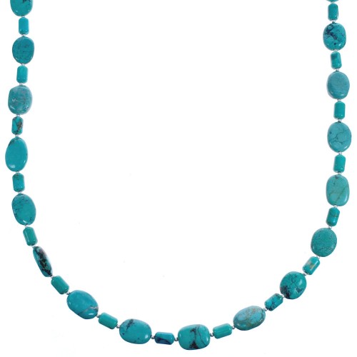 Southwest Sterling Silver Kingman Turquoise Beaded Necklace BX119837