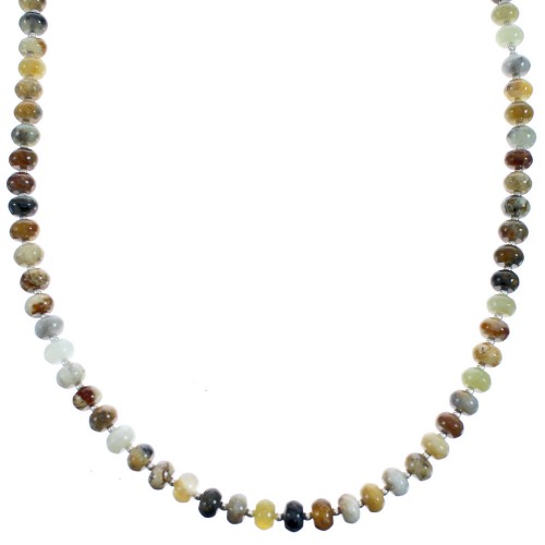 New Jade Crystal Genuine Sterling Silver Southwest Bead Necklace BX119917