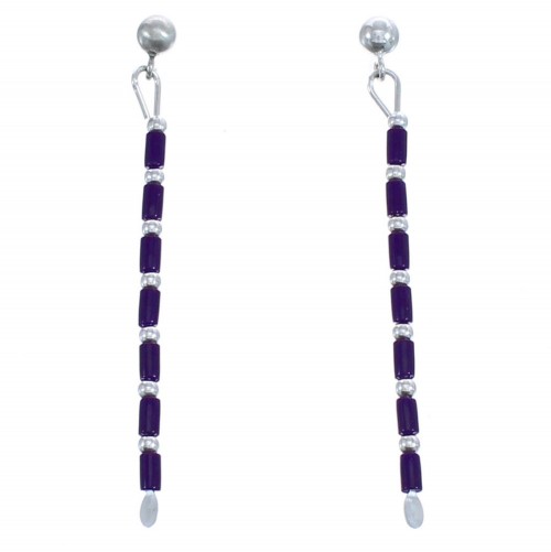 Authentic Sterling Silver Sugilite Bead Post Dangle Earrings BX119926