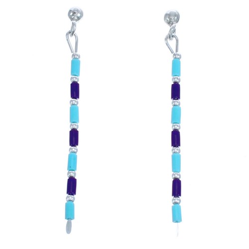 Sterling Silver Sugilite Turquoise Bead Post Dangle Earrings BX119927