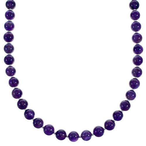 Sterling Silver And Amethyst Southwestern Bead Necklace BX120550