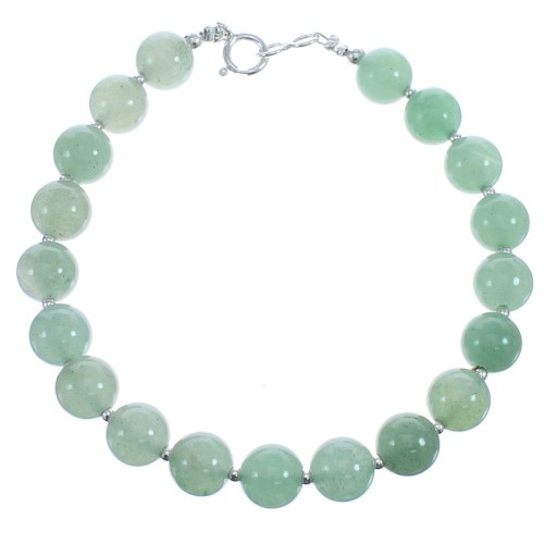 Southwest Sterling Silver Aventurine Bead Bracelet BX120573