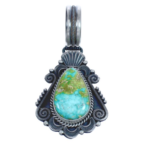 Tear Drop Sterling Silver Turquoise Navajo Pendant BX120395