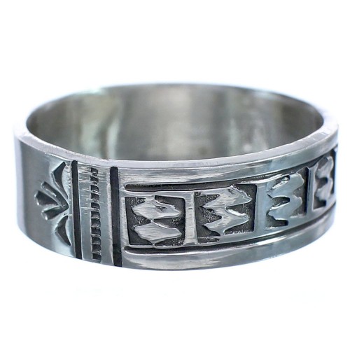 Native American Sterling Silver Hand Crafted Band Ring Size 10-3/4 BX120055