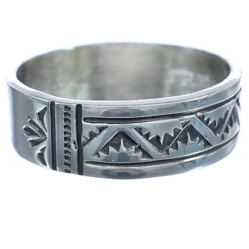 American Indian Authentic Sterling Silver Hand Crafted Band Ring Size 9-1/2 BX120062