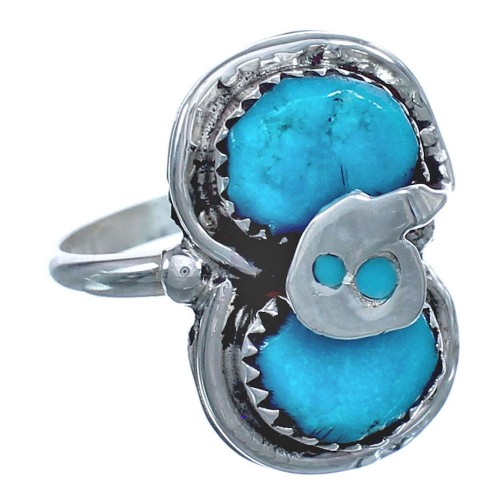 Turquoise Snake Authentic Sterling Silver Zuni Ring Size 6-1/4 BX120084