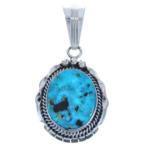 Turquoise Authentic Sterling Silver Native American Pendant BX119939
