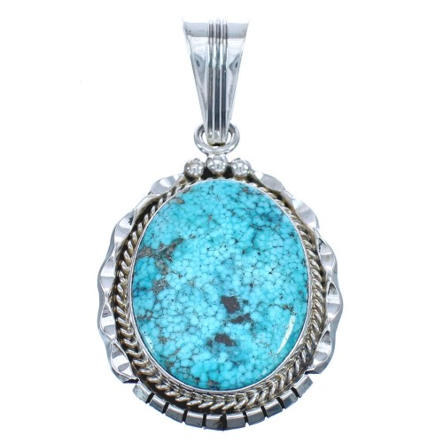 Native American Turquoise Authentic Sterling Silver Pendant BX119947