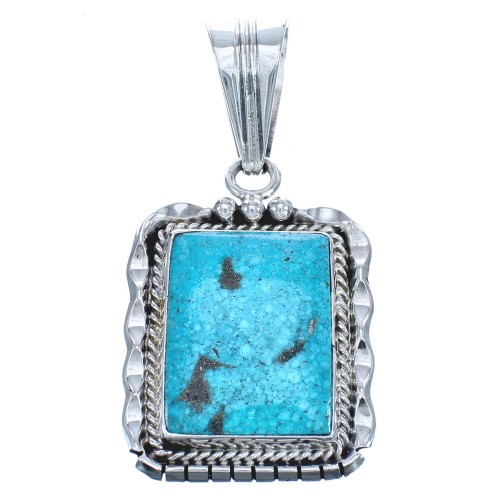Turquoise Genuine Twisted Sterling Silver Native American Pendant BX119949