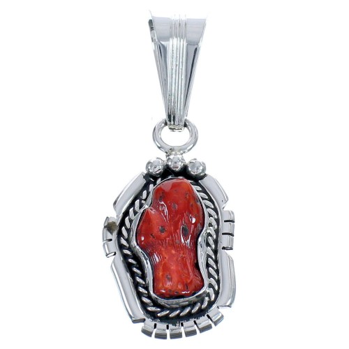 Authentic Sterling Silver Navajo Coral Pendant BX119958