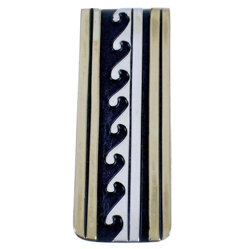 Authentic Sterling Silver Navajo Indian Design 12KGF Money Clip BX120308