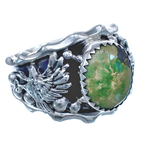 Eagle Sterling Silver Turquoise Native American Ring Size 9-1/4 BX120334