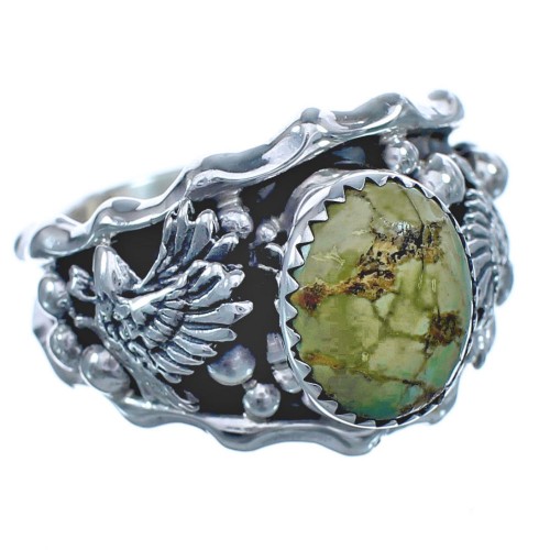 Authentic Sterling Silver Eagle Turquoise Navajo Ring Size 11-1/2 BX120335