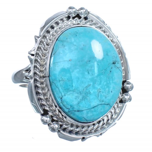 American Indian Authentic Sterling Silver Turquoise Ring Size 7 BX120343