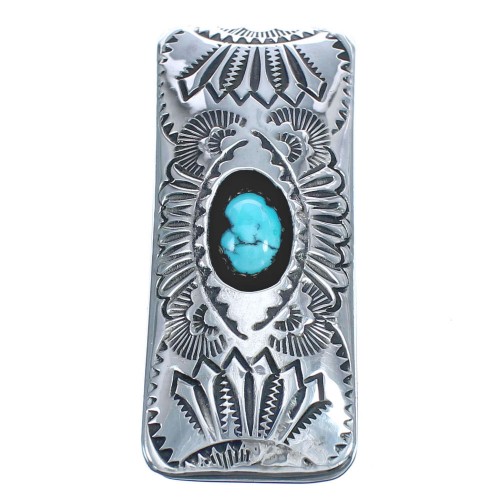 Turquoise Authentic Sterling Silver Navajo Money Clip BX120441