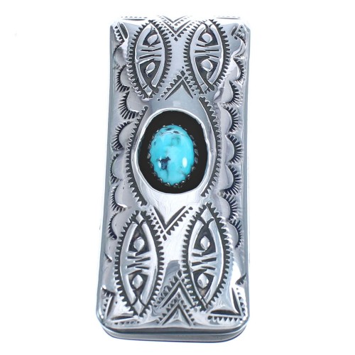 Turquoise Genuine Sterling Silver Native American Money Clip BX120442