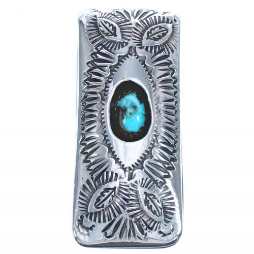 Genuine Sterling Silver Turquoise Native American Money Clip BX120444