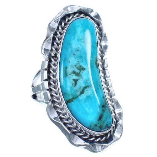 Hand Crafted Sterling Silver Turquoise Native American Ring Size 5-1/2 BX120040
