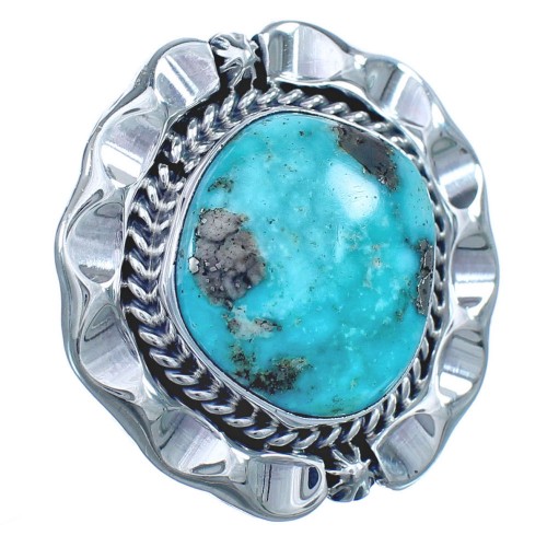 Authentic Sterling Silver Turquoise Native American Hand Crafted Ring Size 5-1/2 BX120050