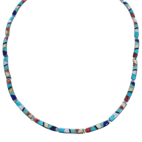 Multicolor Inlay Link Southwestern Necklace BX120485