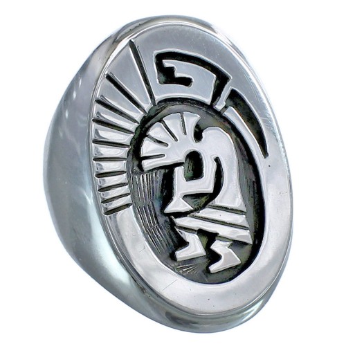 Calvin Peterson Native American Water Wave Kokopelli Sterling Silver Ring Size 9-1/4 BX120162