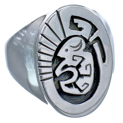 Sterling Silver Calvin Peterson Buffalo Water Wave Navajo Ring Size 11-1/4 BX120169