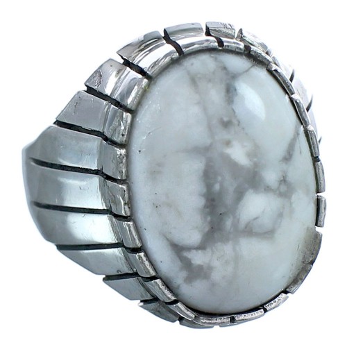 Navajo Ray Jack Sterling Silver Howlite Ring Size 9-1/2 BX120176