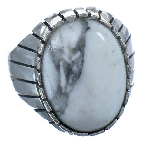 Ray Jack Authentic Sterling Silver Howlite Navajo Ring Size 9-1/4 BX120180