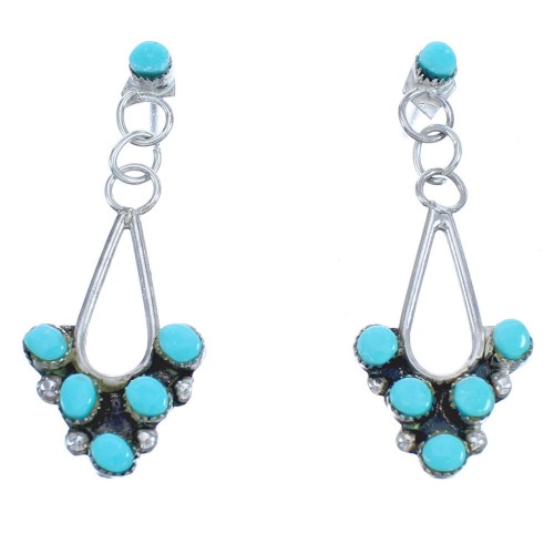 Sterling Silver And Turquoise Navajo Post Dangle Earrings BX120127