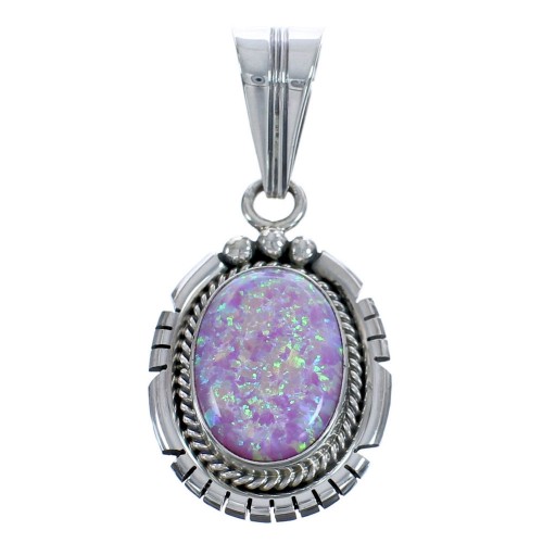 Native American Genuine Sterling Silver Pinnk Opal Pendant BX120144