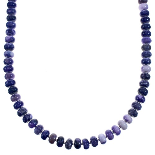 Authentic Sterling Silver Charoite Rondelle Bead Necklace BX120612