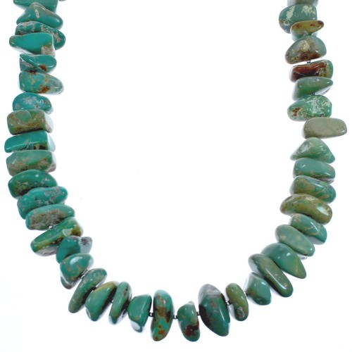 Turquoise Southwestern Genuine Sterling Silver Bead Necklace BX120650