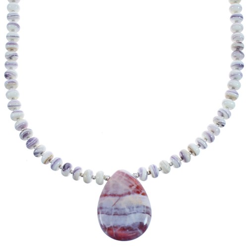 Sterling Silver Fancy Shell And Agate Bead Necklace BX120657