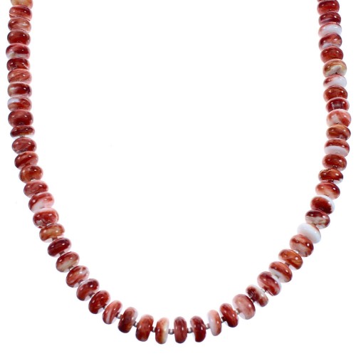 Sterling Silver Red Oyster Shell Southwest Bead Necklace BX120528