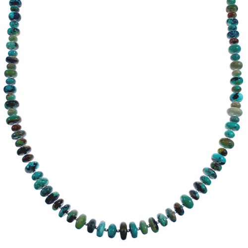 Southwest Turquoise And Genuine Sterling Silver Graduating Bead Necklace BX120250