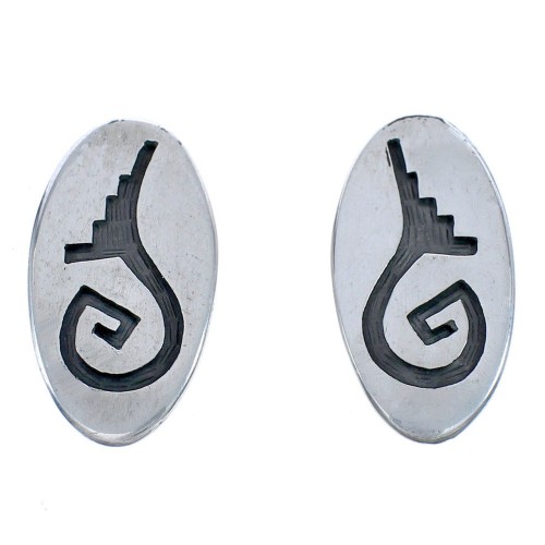 Water Wave Hopi Authentic Sterling Silver Post Earrings BX120270