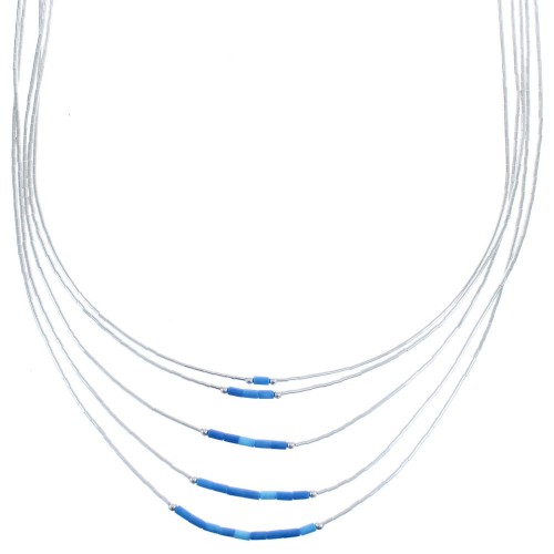 Hand Strung Liquid Silver Azurite 5-Strand Necklace BX120515