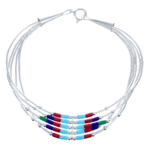 Liquid Silver Multicolor Bead 5-strand Bracelet BX120526