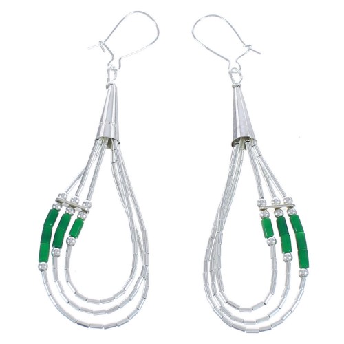 Malachite Sterling Silver Waterfall Hook Dangle Bead Earrings BX120598