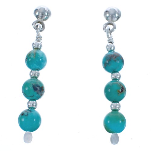 Southwestern Turquoise Sterling Silver Bead Post Dangle Earrings BX120605