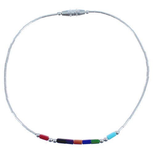 Multicolor Hand Strung Liquid Silver 17" Necklace Jewelry LS37MC2 