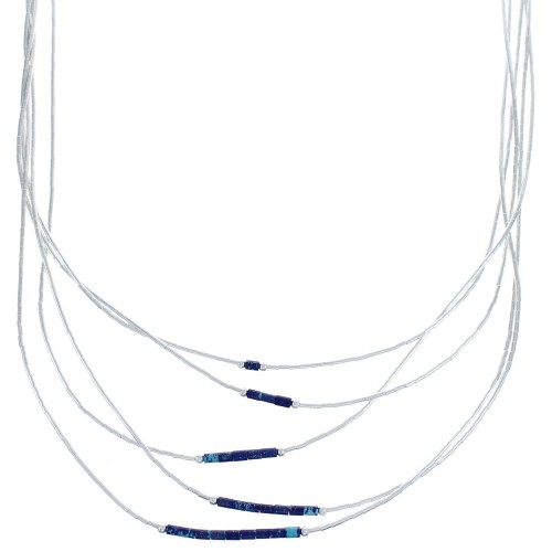 Azurite Authentic Liquid Sterling Silver 5-Strand Necklace BX120681