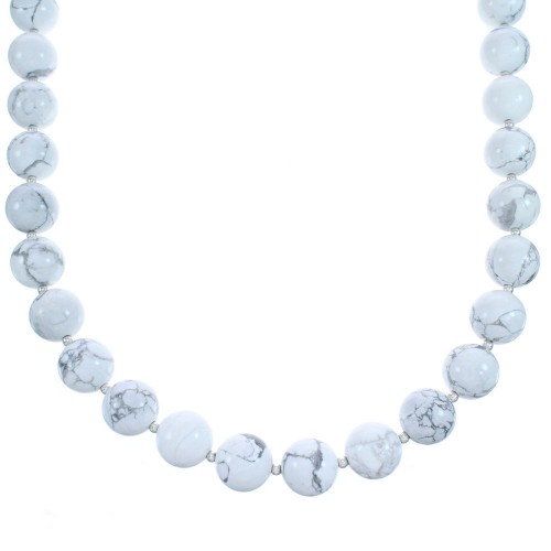 24" Sterling Silver Howlite Bead Necklace KX121120